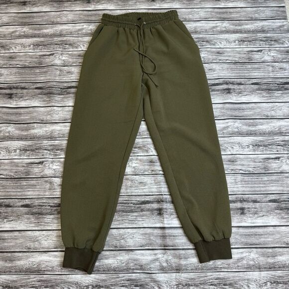 Shinestar Womens Jogger Pants M Med Medium Army Olive Green Elastic Waist Skinny - Picture 1 of 11
